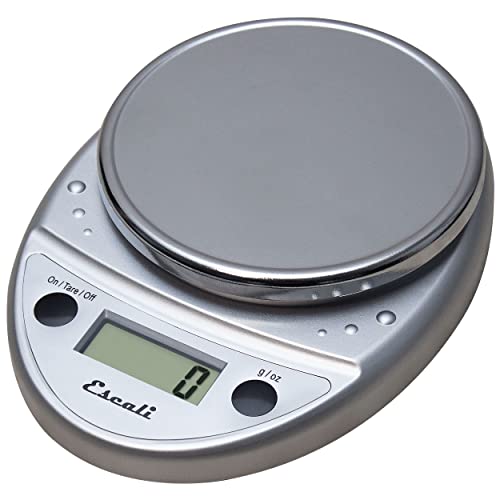 Escali Primo Digital Food Scale Multi Functional Kitchen Scale and Baking Scale for Precise Weight Measuring and Portion Control, 8 5 x 6 x 1 5 inches, Chrome>