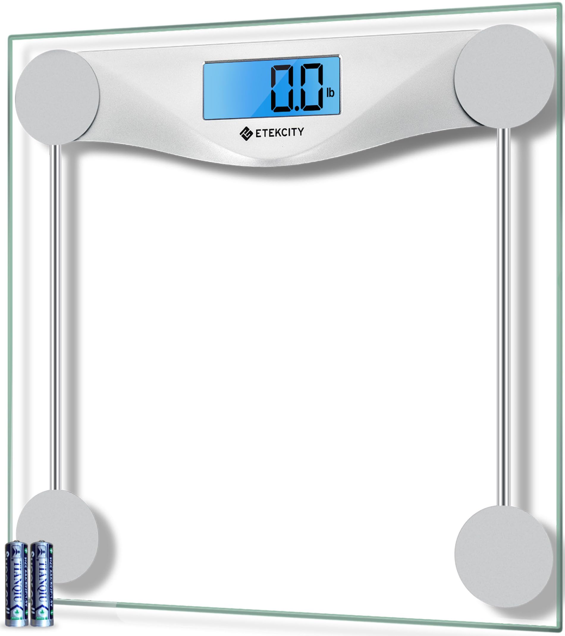 Etekcity Bathroom Scale for Body Weight, Digital Weighing Machine for People, Accurate Large LCD Backlight Display, 6mm Tempered Glass, 400 lbs