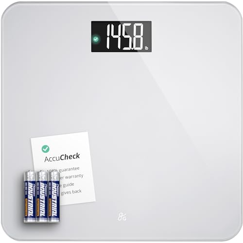 Greater Goods Digital AccuCheck Bathroom Scale for Body Weight, Capacity up to 400 lbs, Designed in St Louis, Ash Grey>